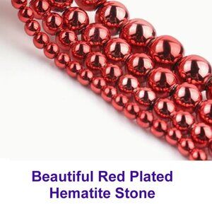 Red Plated Hematite Natural Stone . 15" Strand